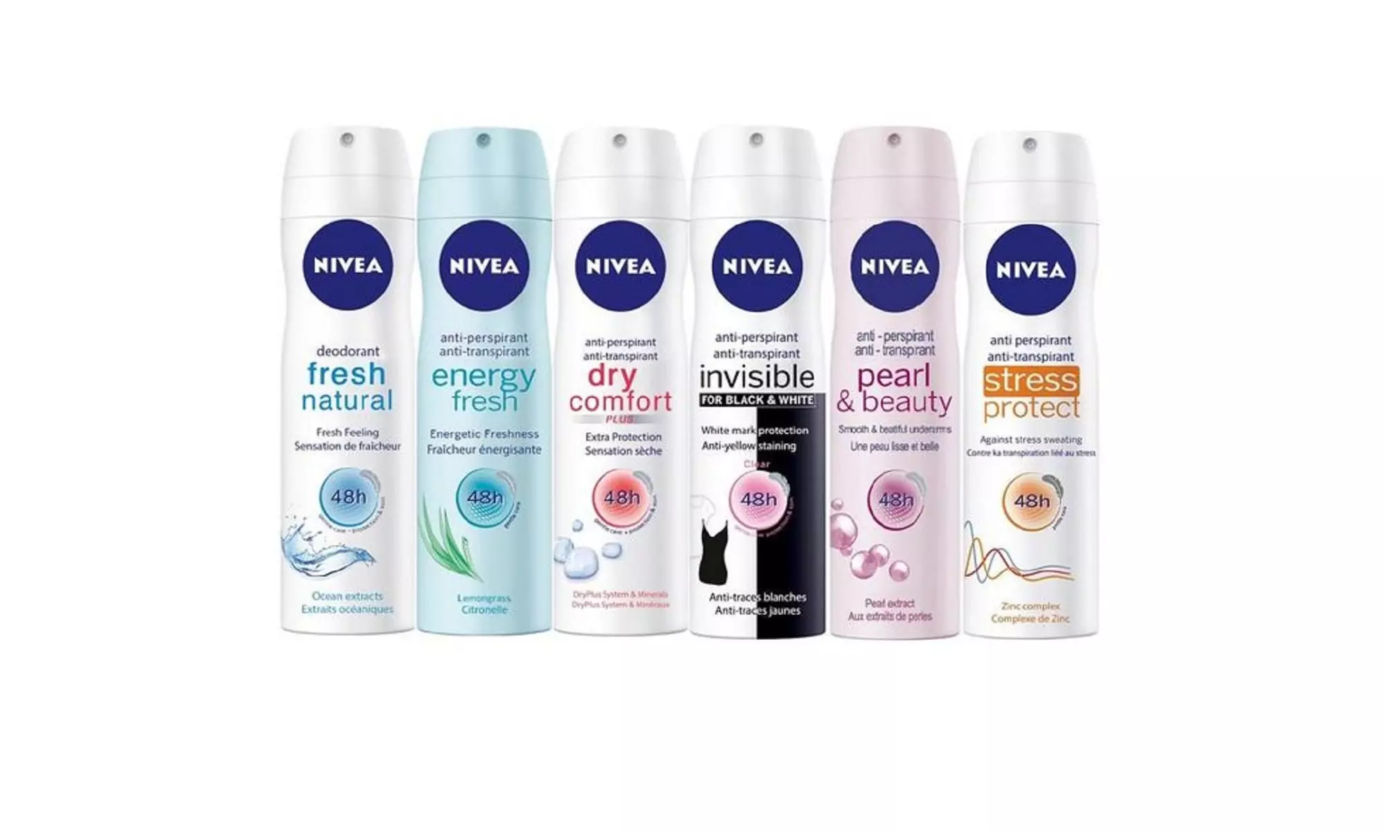 6-Pack Assorted Nivea Deodorant Antiperspirant Spray For Women 48h 5.07oz - Primary Image