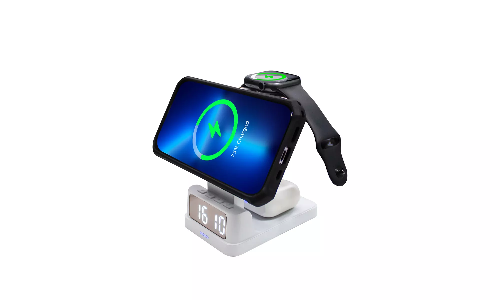 Zummy 4 in 1 Wireless 15W Magsafe Charger Stand W/ Digital Alarm Clock