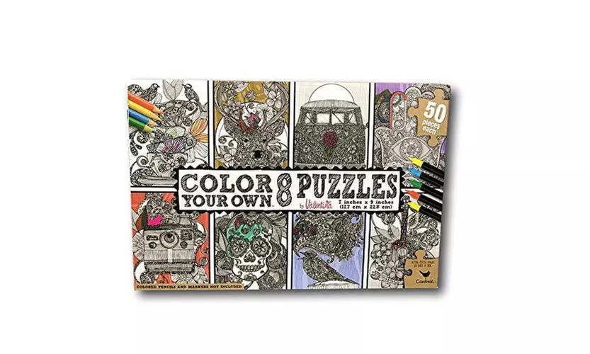 Color Your Own Jigsaw Puzzle Adult Coloring Book - 8 pack - Primary Image