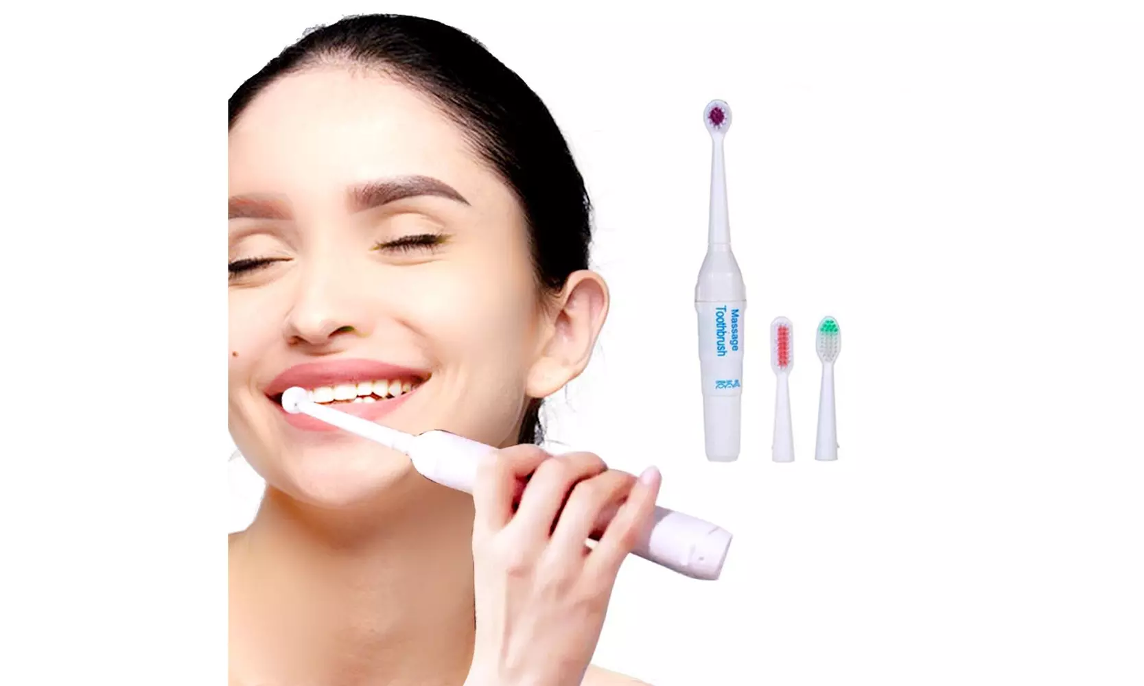 Compact Size Electric Toothbrush With 3 Brush Heads Oral Care - Primary Image