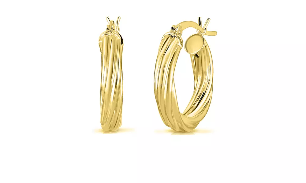18K Gold Plated Sterling Silver French Lock Hoops