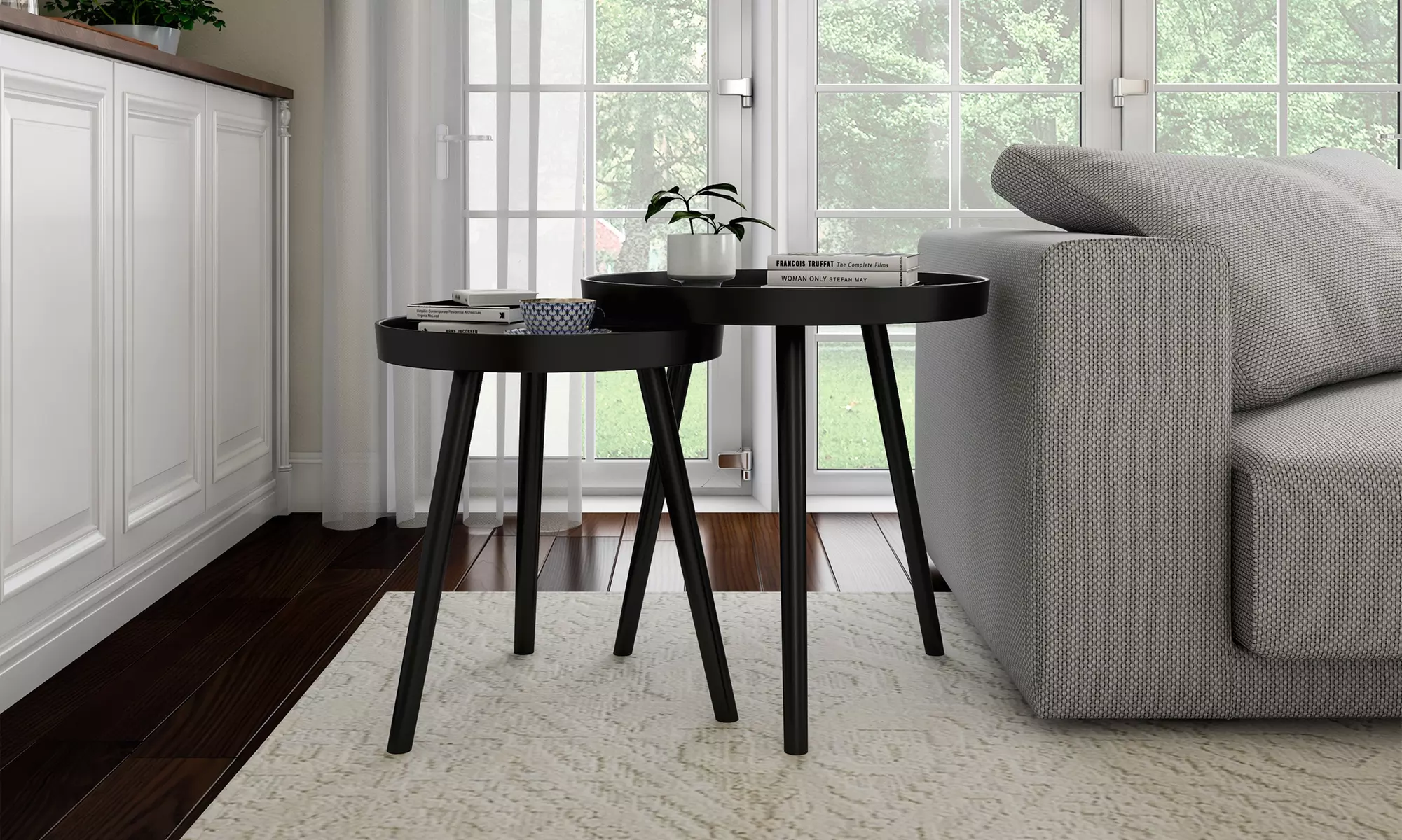 Lavish Home Nesting End Tables with Tray Top (Set of 2) - Primary Image