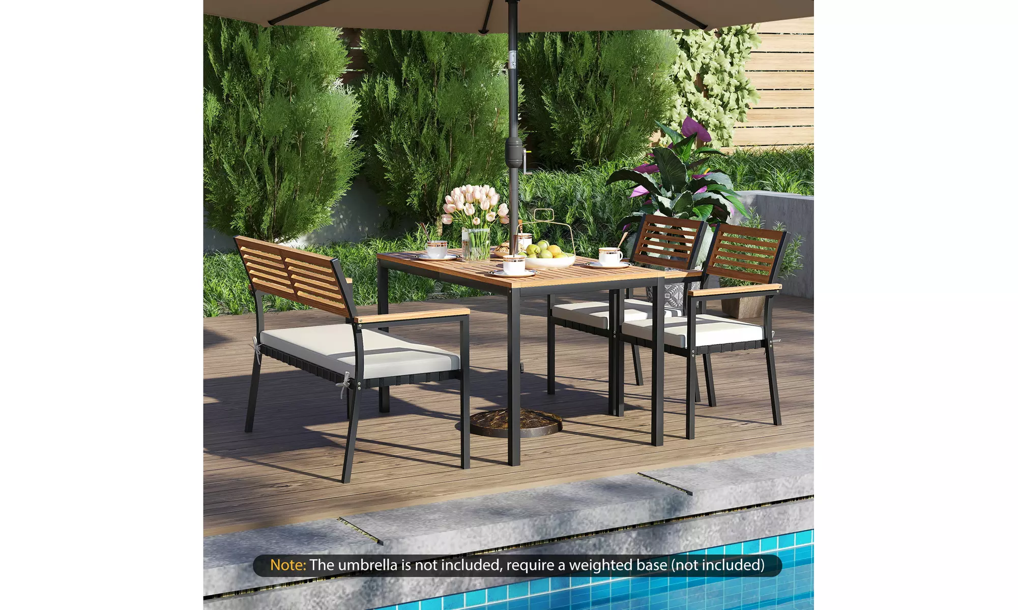 Costway Four-Piece Patio Furniture Set with Acacia Wood & Metal Frame