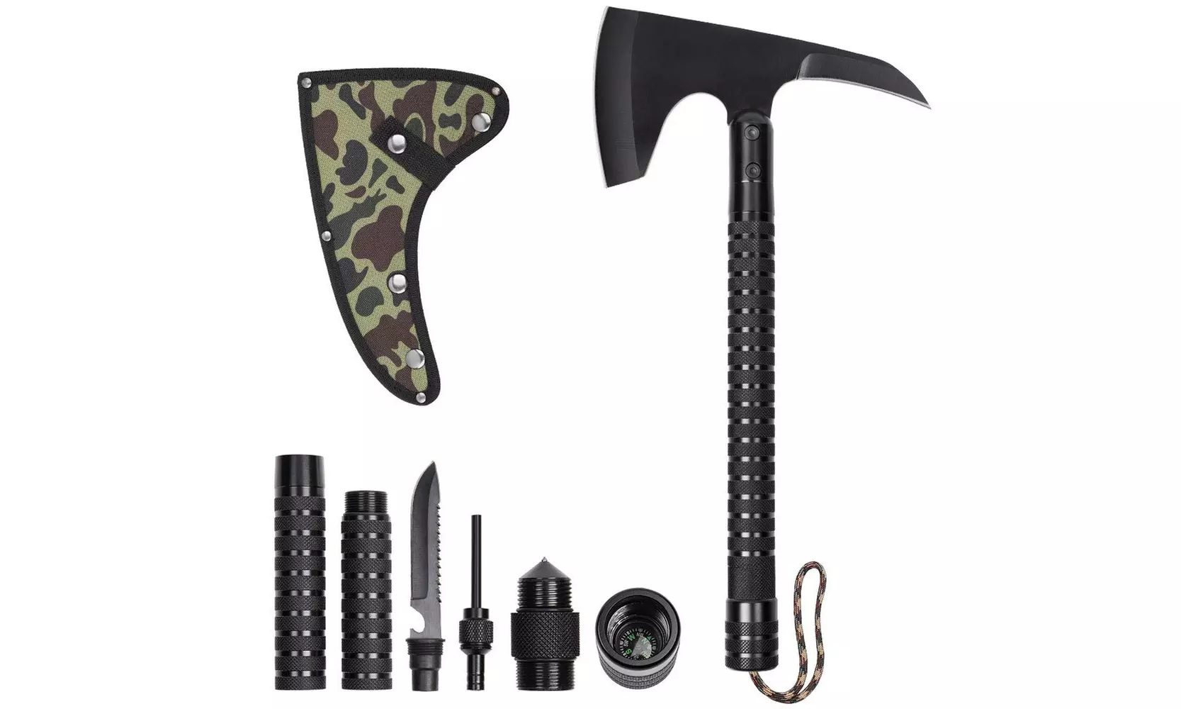 Multi-Tool Camping Axe, Portable Survival Kit Hatchet with Protective Pad - Primary Image