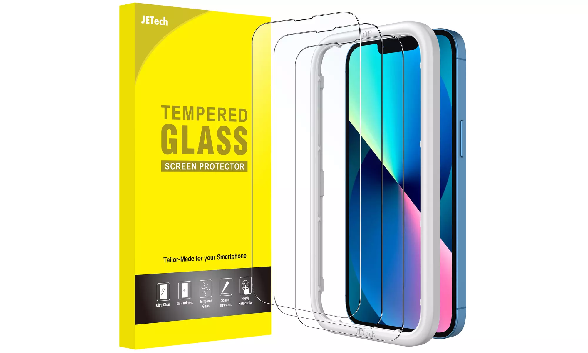 Tempered Glass Screen Protector for iPhone 12/13, Pro, Pro Max, Full Coverage