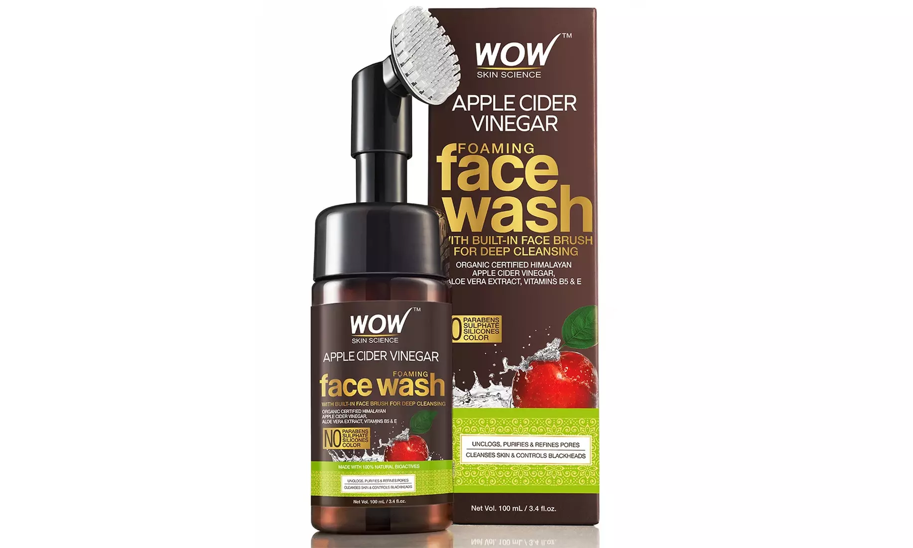 WOW Apple Cider Vinegar Face Wash w/ Brush 100ml - Primary Image