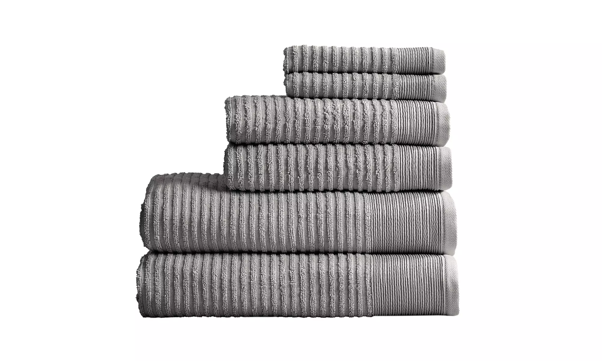 100% Ultra-Soft Ribbed Bath Towel Set - Primary Image