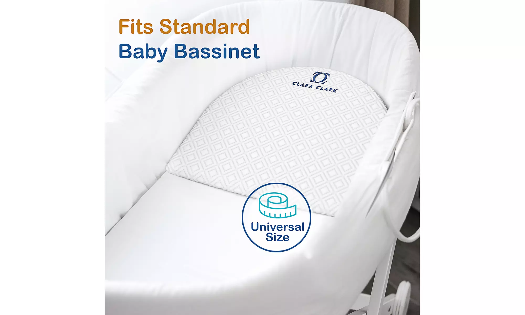 Clara Clark Memory Foam Crib & Bassinet Wedge & Bed Rail Pillow w/ Cotton Cover 