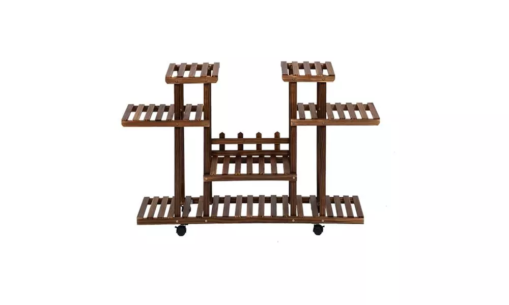 Artisasset 4-Layer 12-Seater Multifunctional Wheel Wooden Plant Stand