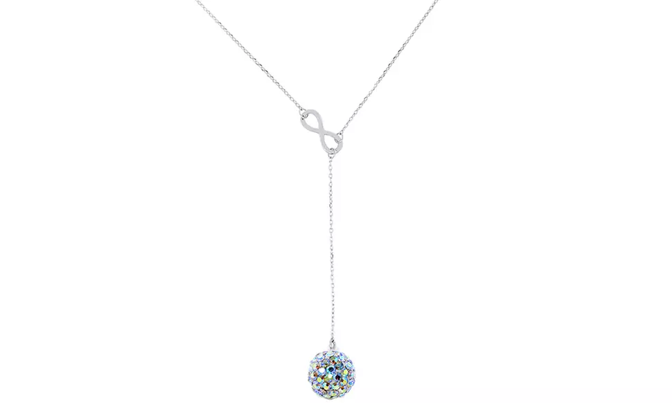 Infinity Y Necklace made with Cubic Zirconia Stones in Sterling Silver