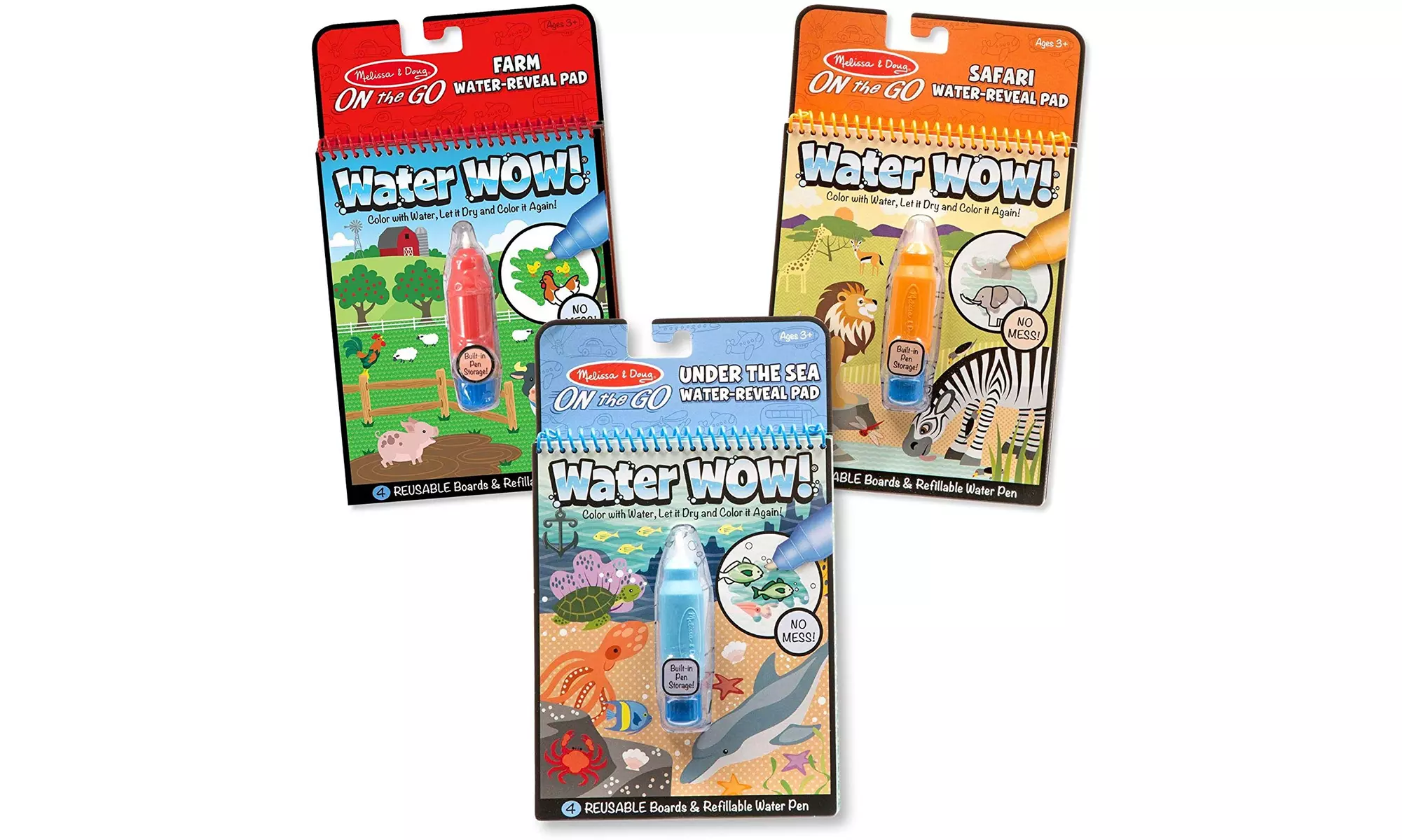 Melissa & Doug Water Wow! Reusable Color with Water Activity Pad 3-Pack - Primary Image
