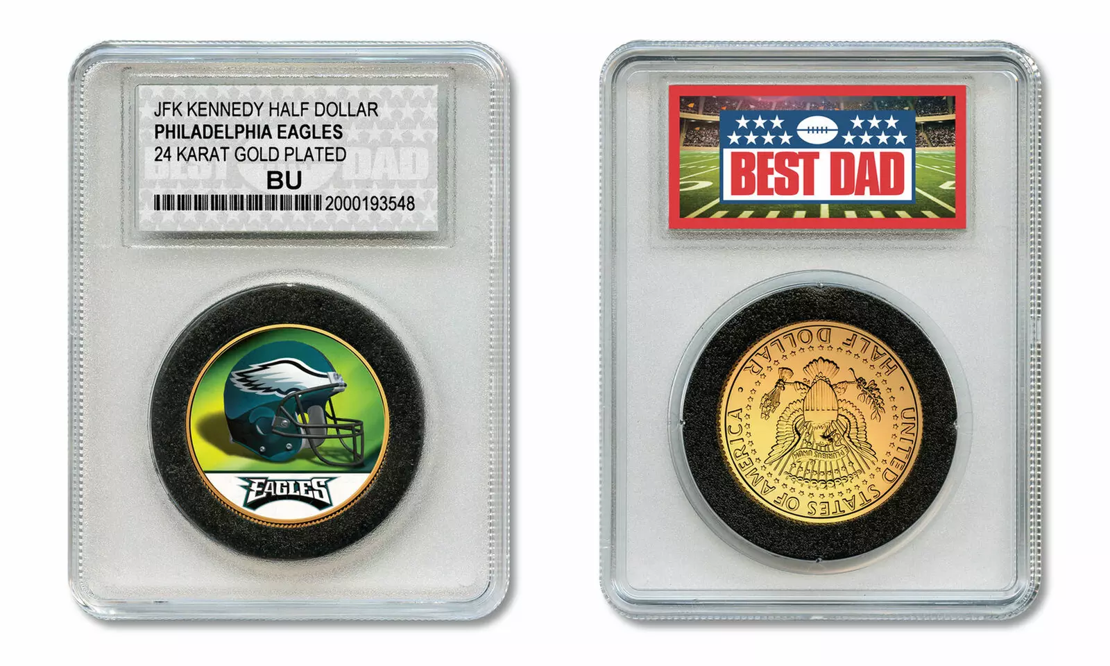 NFL Helmet BEST DAD JFK 24KT Gold Clad Coin Special Ltd Case - Choose Team