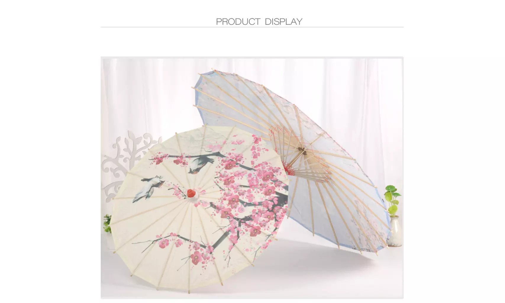 Chinese Silk Cloth Umbrella Classical Style Decorative Oil Paper Umbrella - Primary Image
