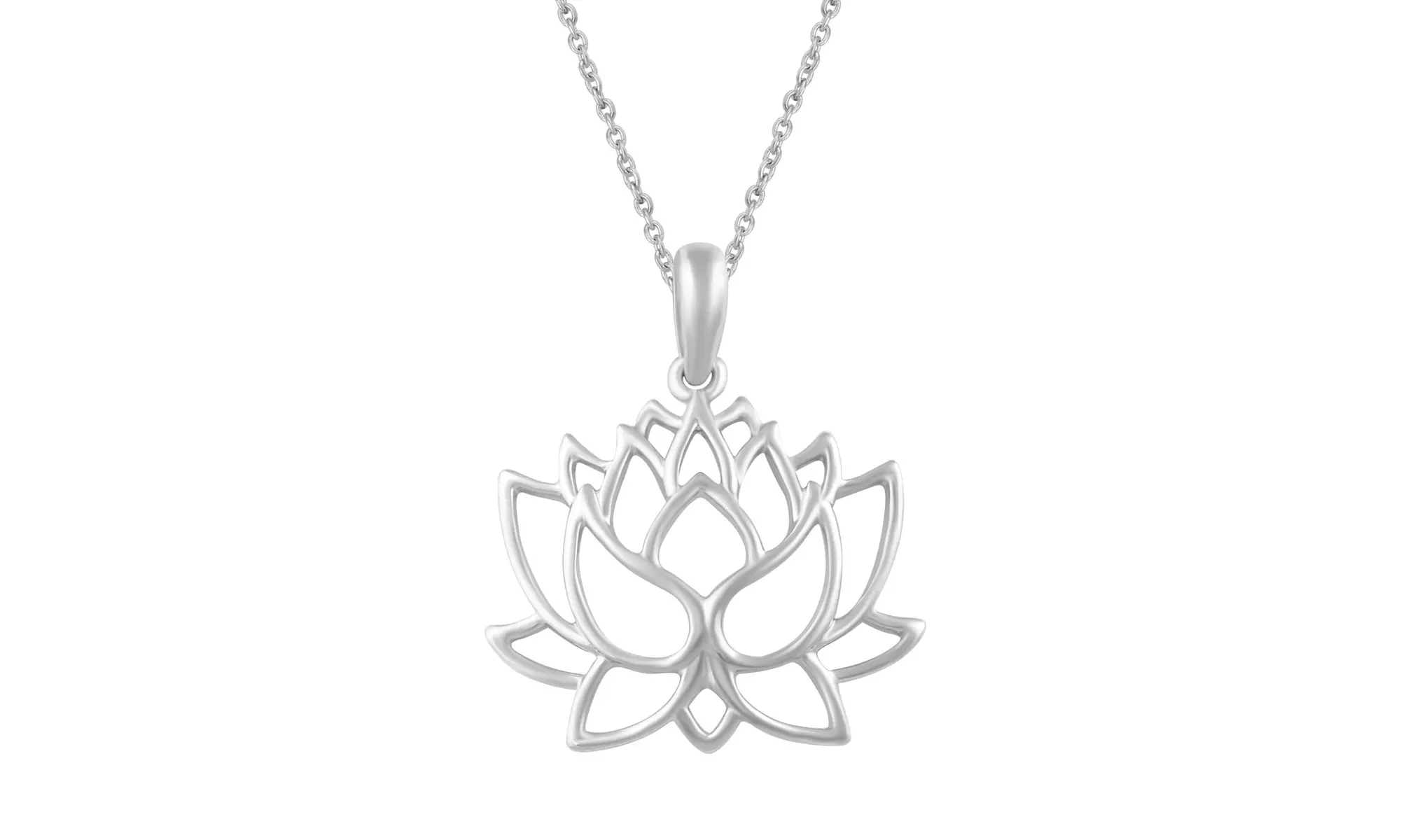 Open Lotus Flower Pendant 925 Silver by Fifth and Fine