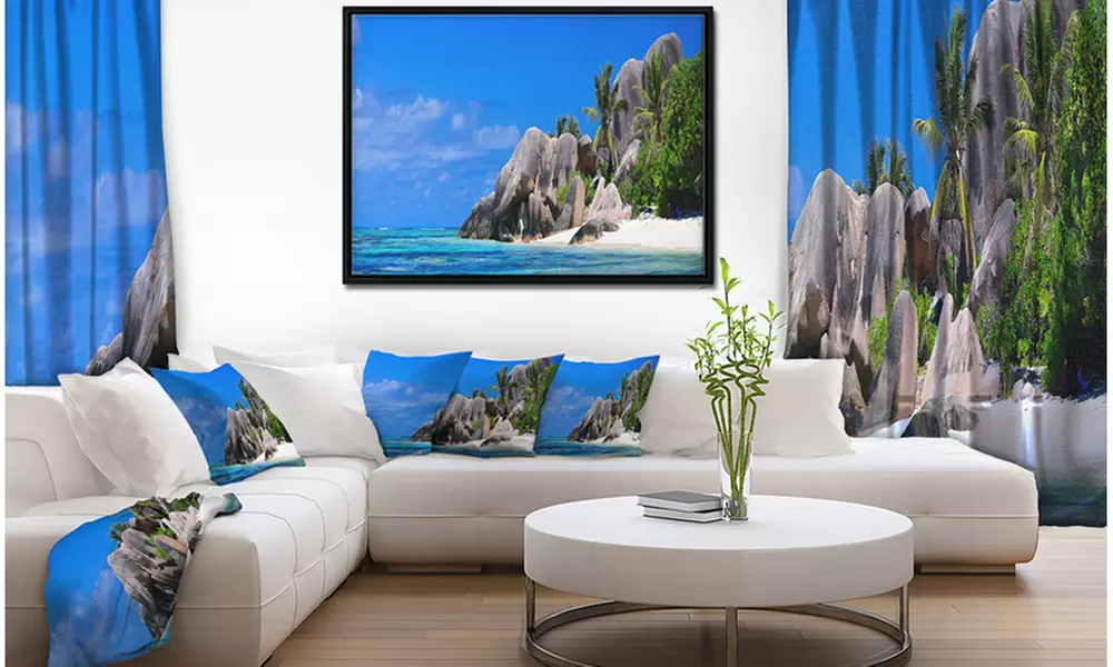 Seychelles Beach Panorama - Landscape Photography Framed Canvas Print - Primary Image