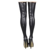 Image 2: Women Faux Leather Stockings Thigh High Clubwear Stockings Black