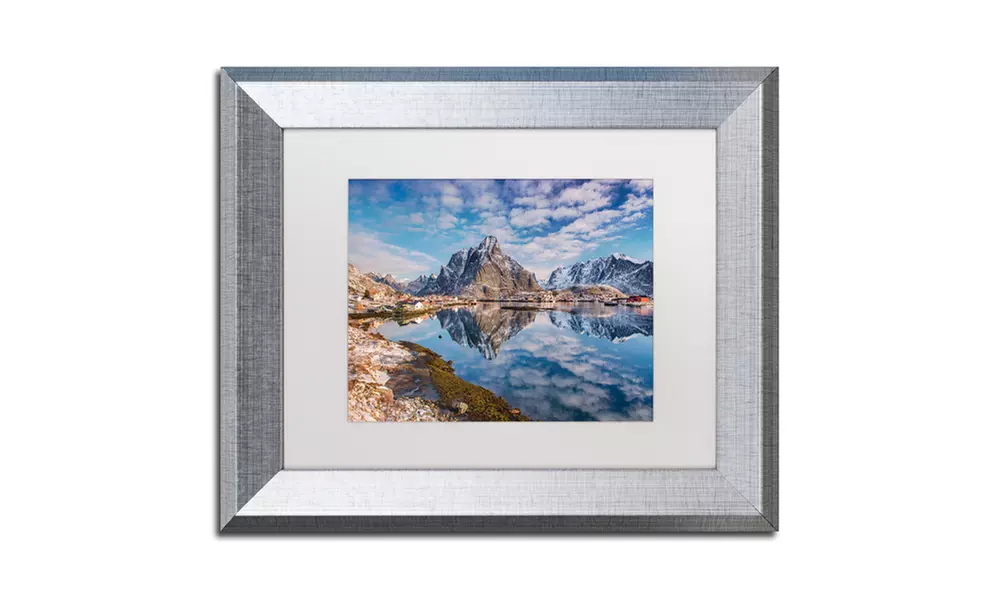 Michael Blanchette Photography 'Mirror in the Fjord' Matted Silver Framed Art - Primary Image