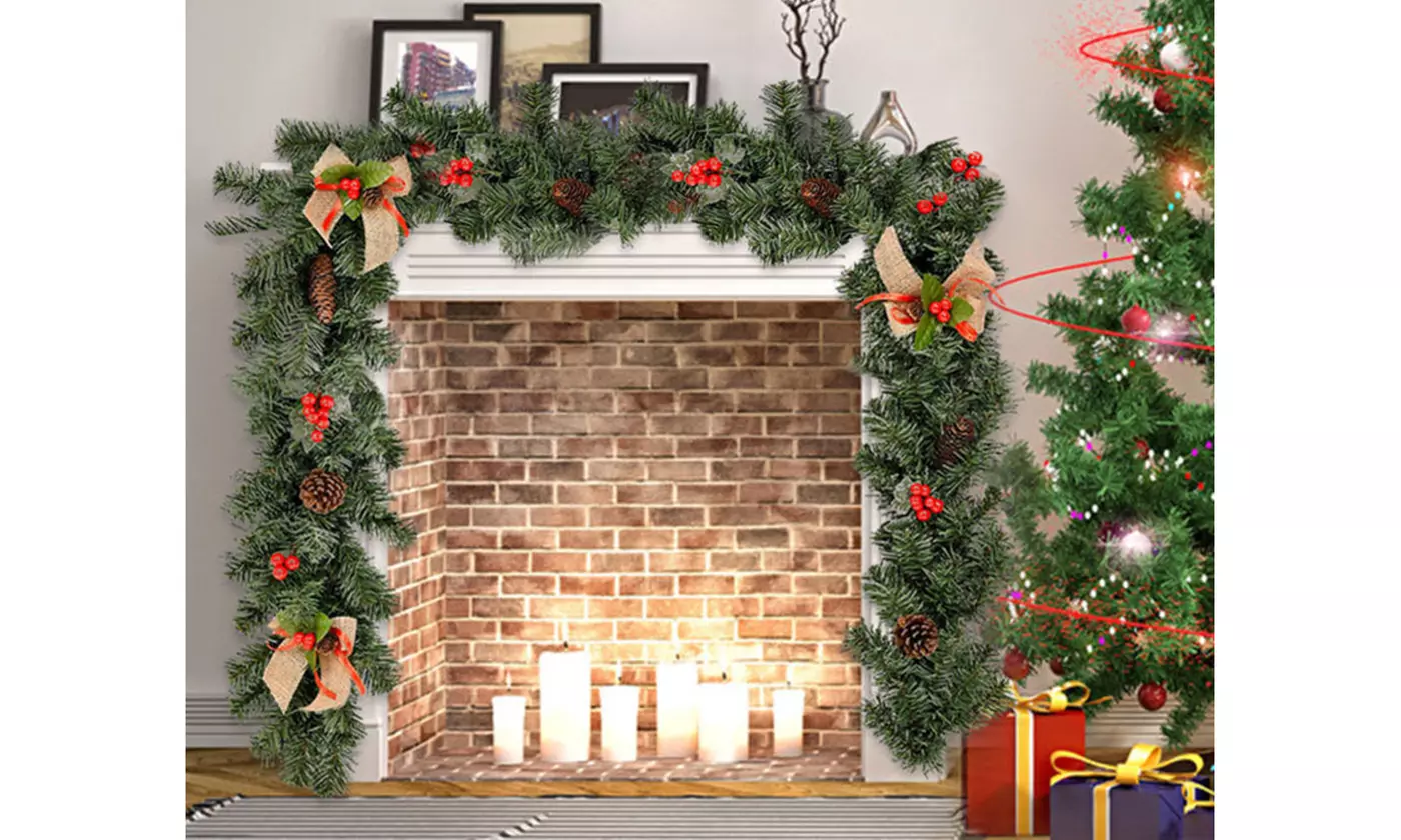 9ft Christmas Green Pine Tree Rattan Garland Wreath Door Wall Xmas Ornament