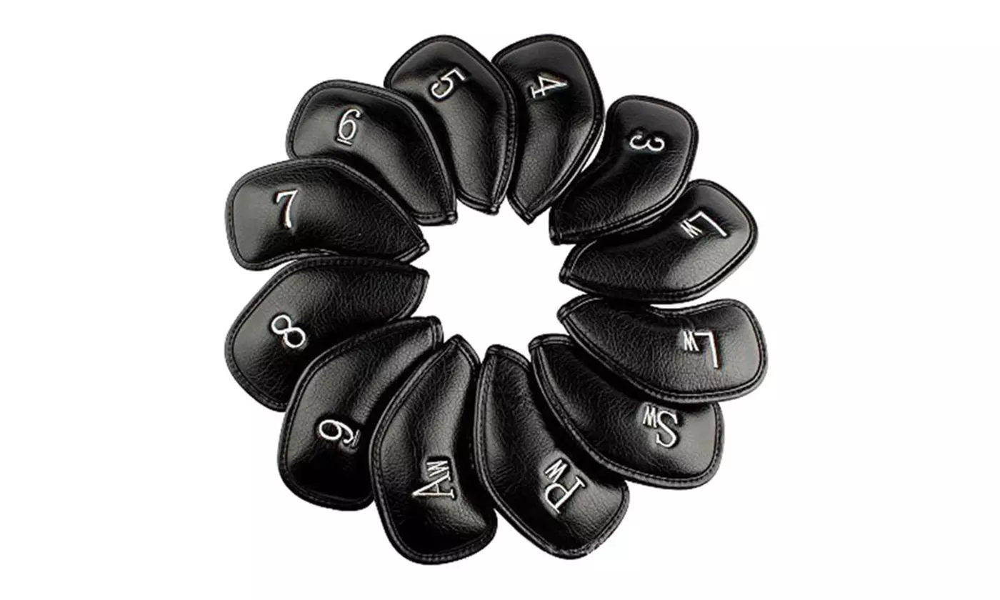 12 PCS/Set Deluxe Synthetic Leather Golf Iron Head Covers Club Headcover - Second Medium
