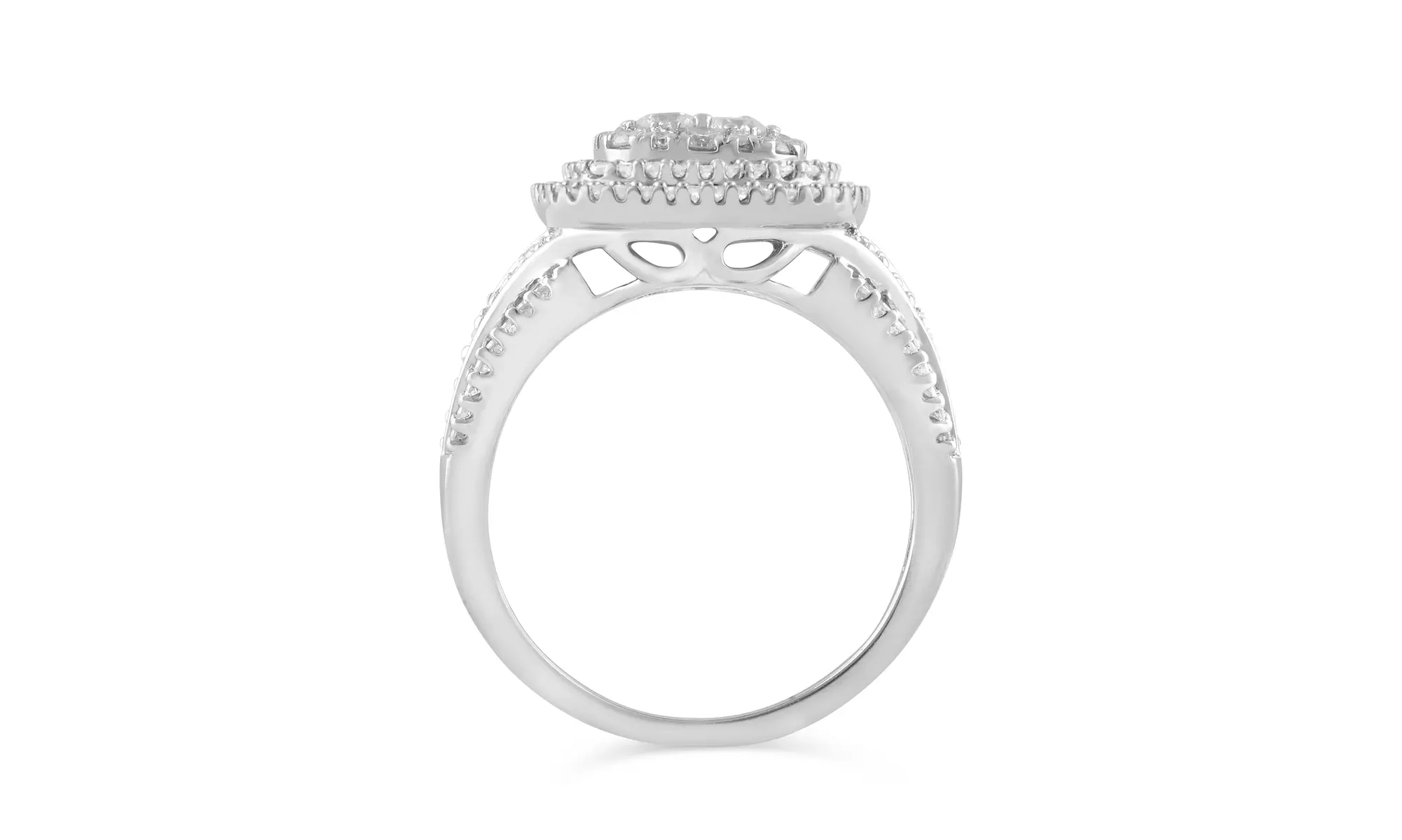 1.0 Cttw. Diamond Cushion Cluster Halo Ring In 10K Gold by Brilliant Diamond