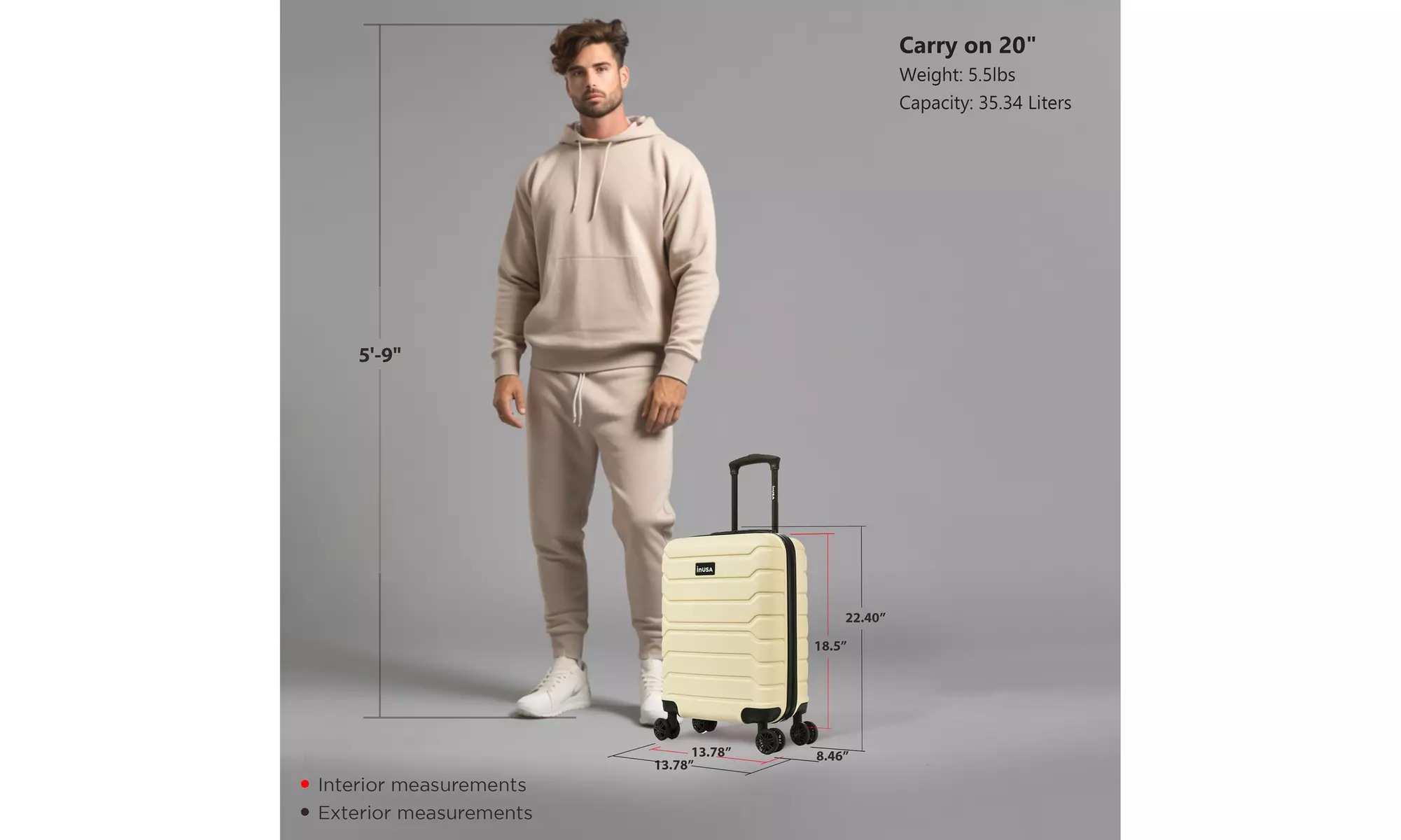 InUSA Trend lightweight hardside spinner luggage 20'', 24", 28" 