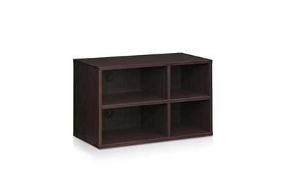 Furinno Indo FLS-8030EX 2x2 Petite Audio Video Storage Shelf, Espresso