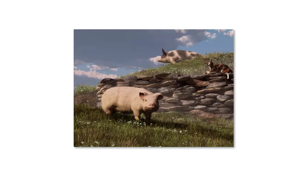 Daniel Eskridge 'Free Range Pigs' Canvas Art - Primary Image