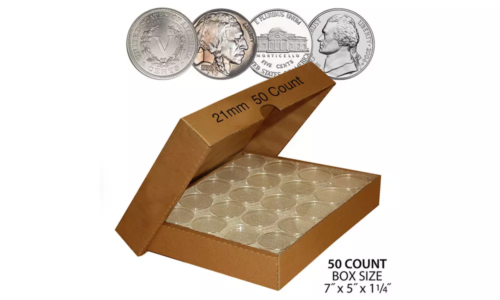 Coin Capsule Holders Direct-Fit Airtight - Quantity 50 with BOX - All Sizes