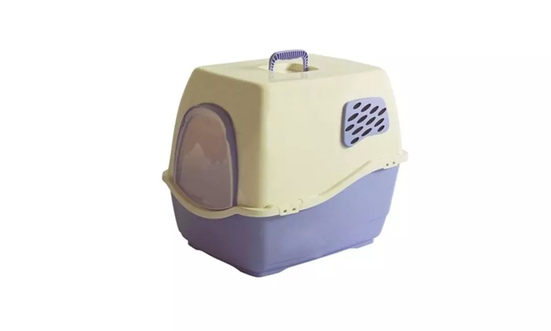 Marchioro 38512 Bill 1F Covered Cat Litter Pan with Filter Tan & Light Violet - Primary Image