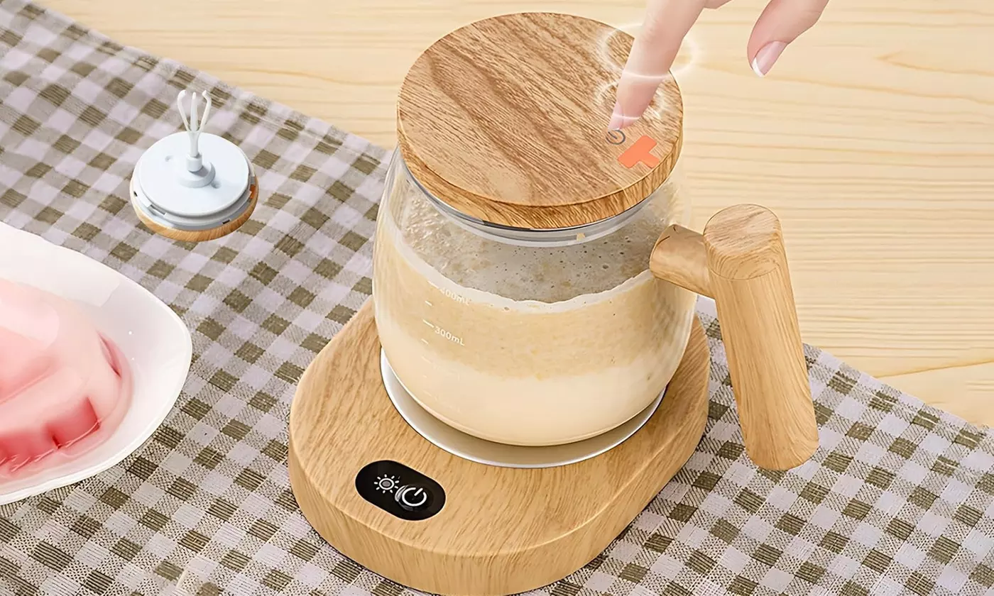 NewHome Self Stirring Mug Electric Mixing Coffee Cup with Warming Pad 400ml