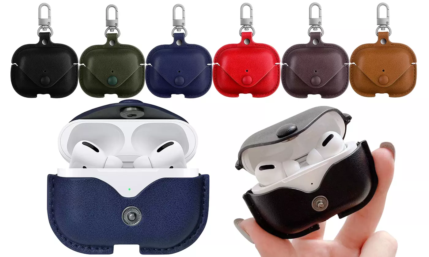 Luxury Elegant Cute Leather Case for AirPods Pro with Keychain Clip - Primary Image