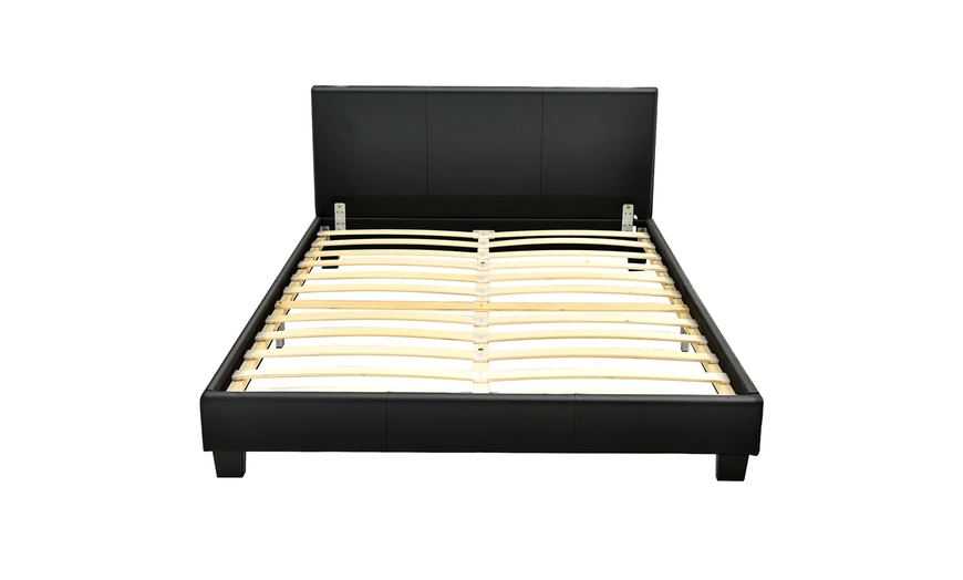 Costway Queen Upholstered Platform Bed Frame With Headboard Wood Slat ...