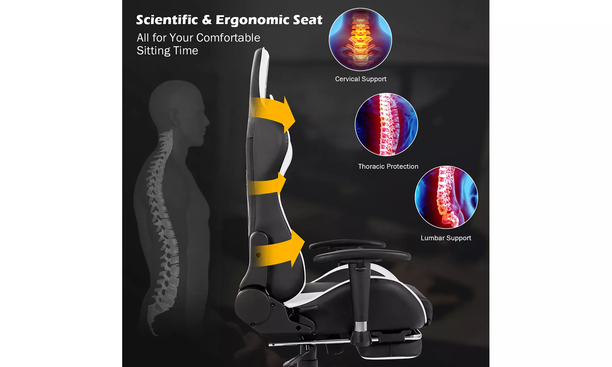 Goplus Massage Gaming Chair Reclining Swivel Racing Office Chair with Footrest