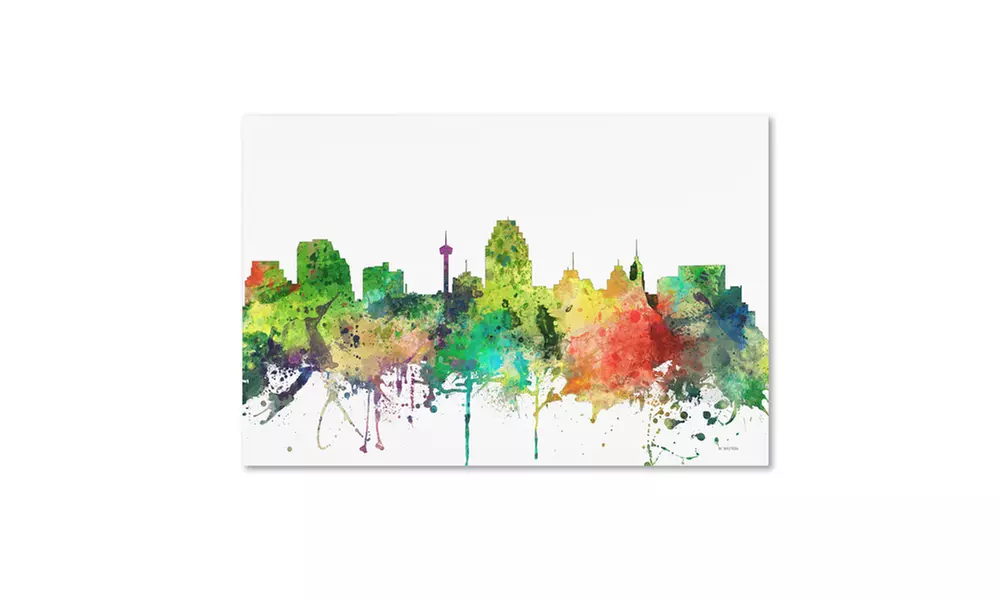 Marlene Watson 'San Antonio Texas Skyline SP' Canvas Art - Primary Image