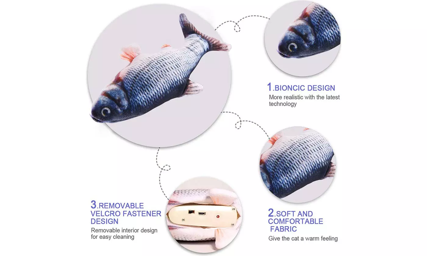 Electric Moving Fish Cat Toy Realistic Flopping Wagging Fish Cat Toy