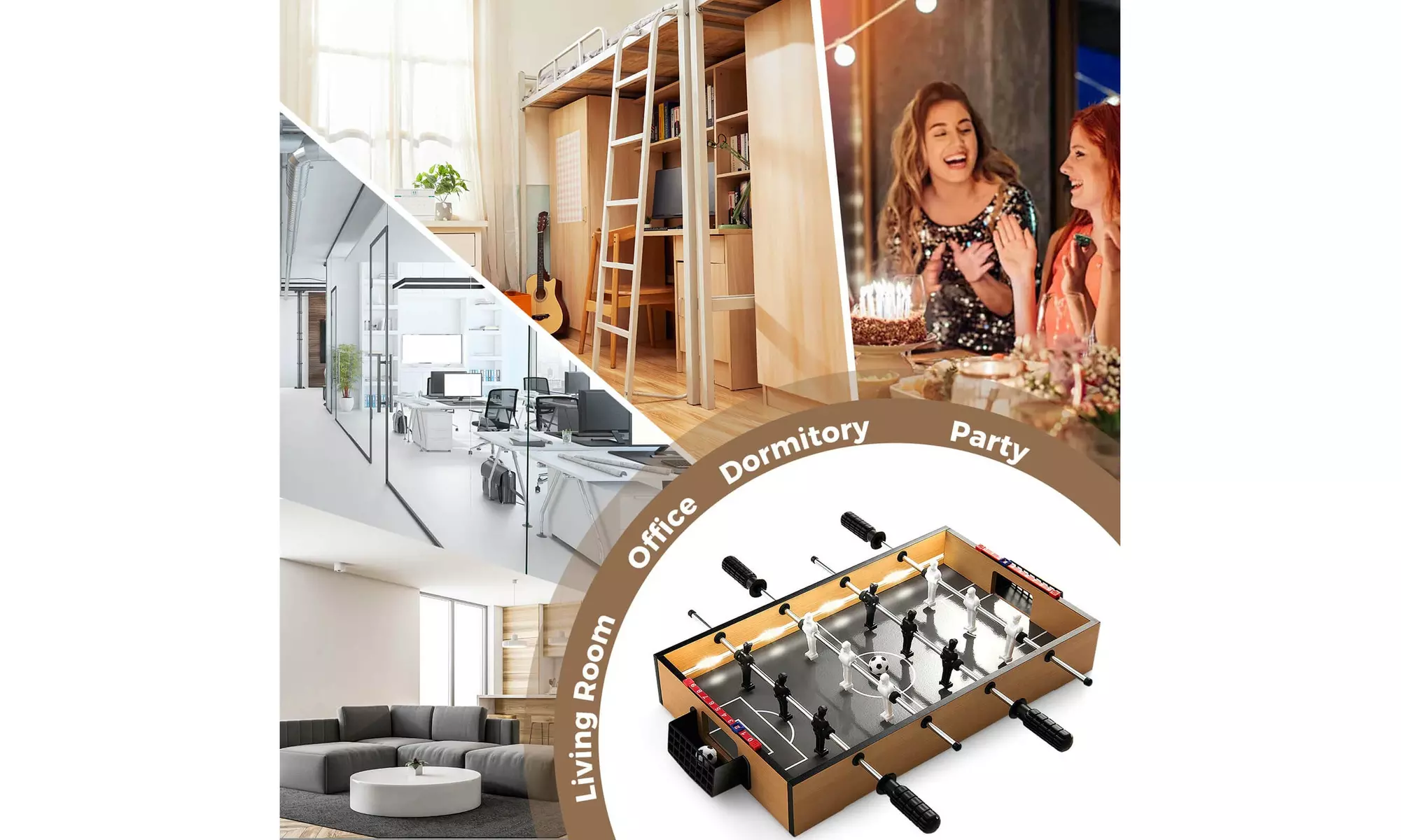 Costway Game Room Size Football Table with Non-slip Handle 2 Footballs