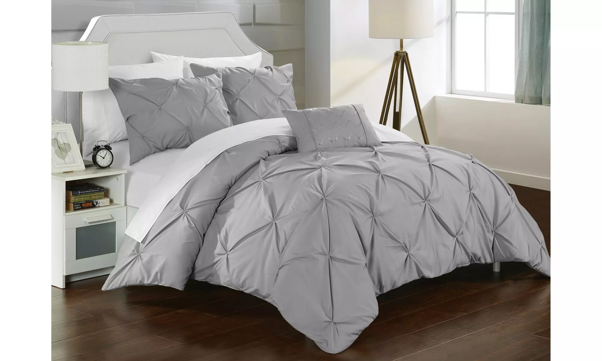 Armi Pleated Pinch Duvet Cover Set (3 or 4-Piece) - Primary Image