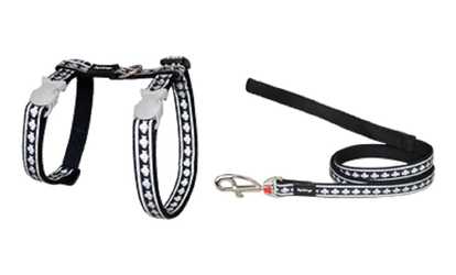 Red Dingo CH-RF-BB-SM Cat Harness & Lead Combo Reflective Black