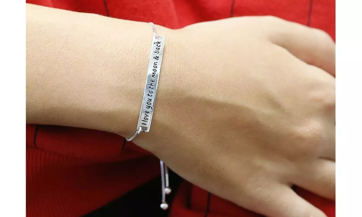 925 Sterling Silver Adjustable Bracelet With Love Engravings - Multiple Options