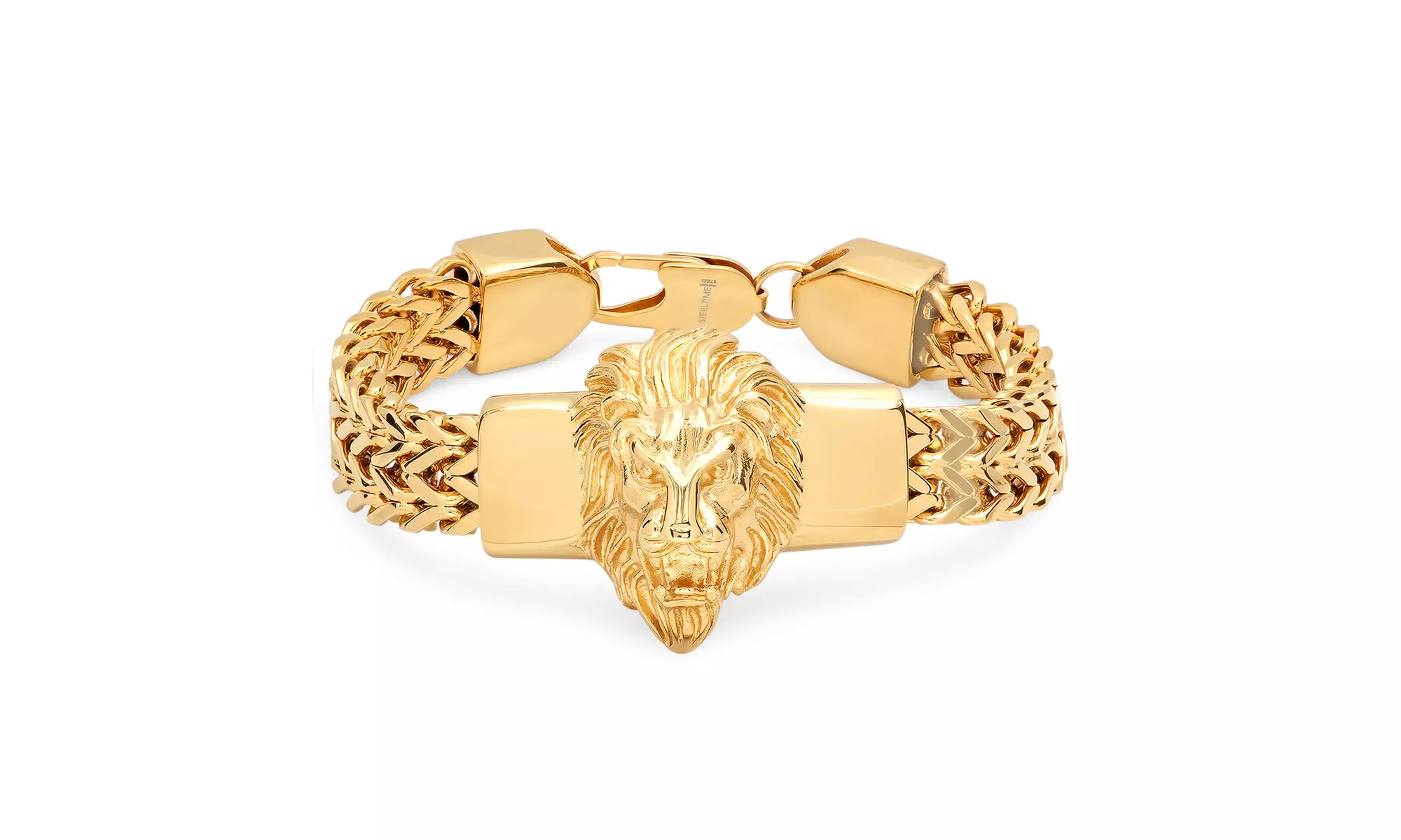 Men's Stainless Steel Lion Head Box Chain Bracelet - Primary Image