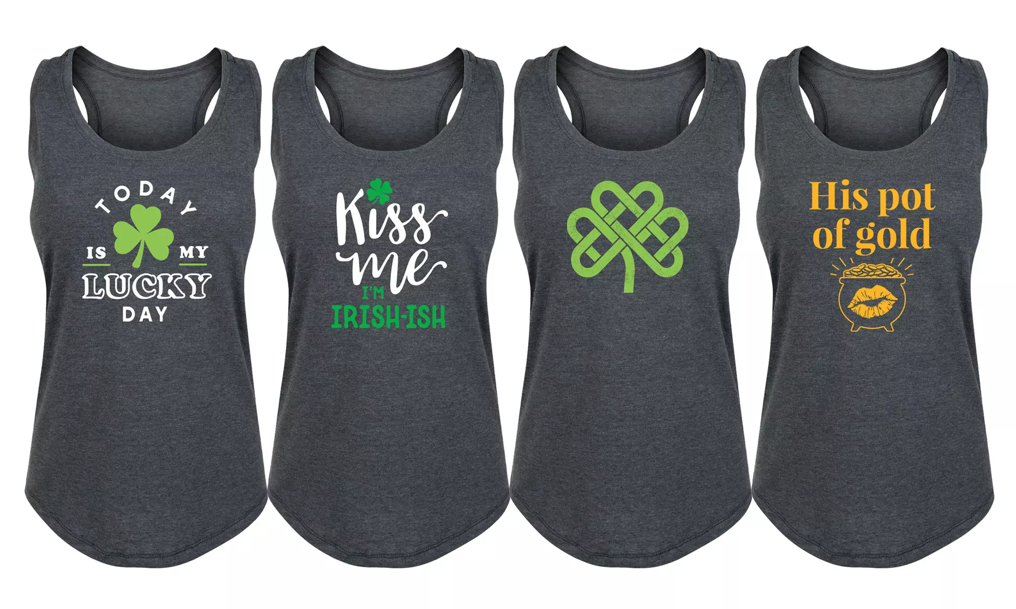 Irish St Patrick's Day Graphics Women's Racerback Scoop Neck Semi Fitted Tank - Primary Image