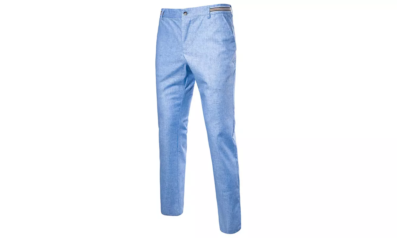 Men's Classic Slim Linen Dre... | Groupon Goods