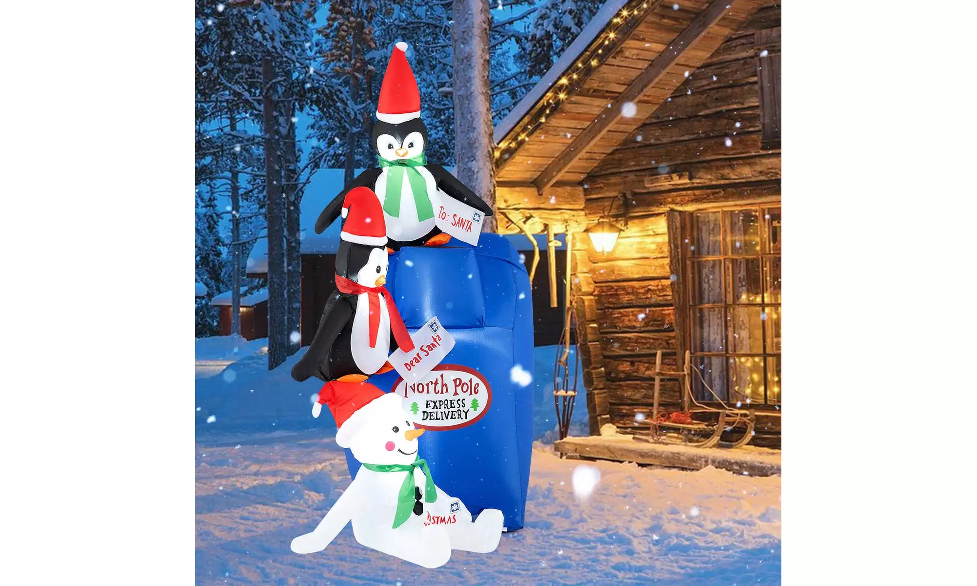 Costway Inflatable Christmas Santa Claus Helicopter Snowman Penguin Lights