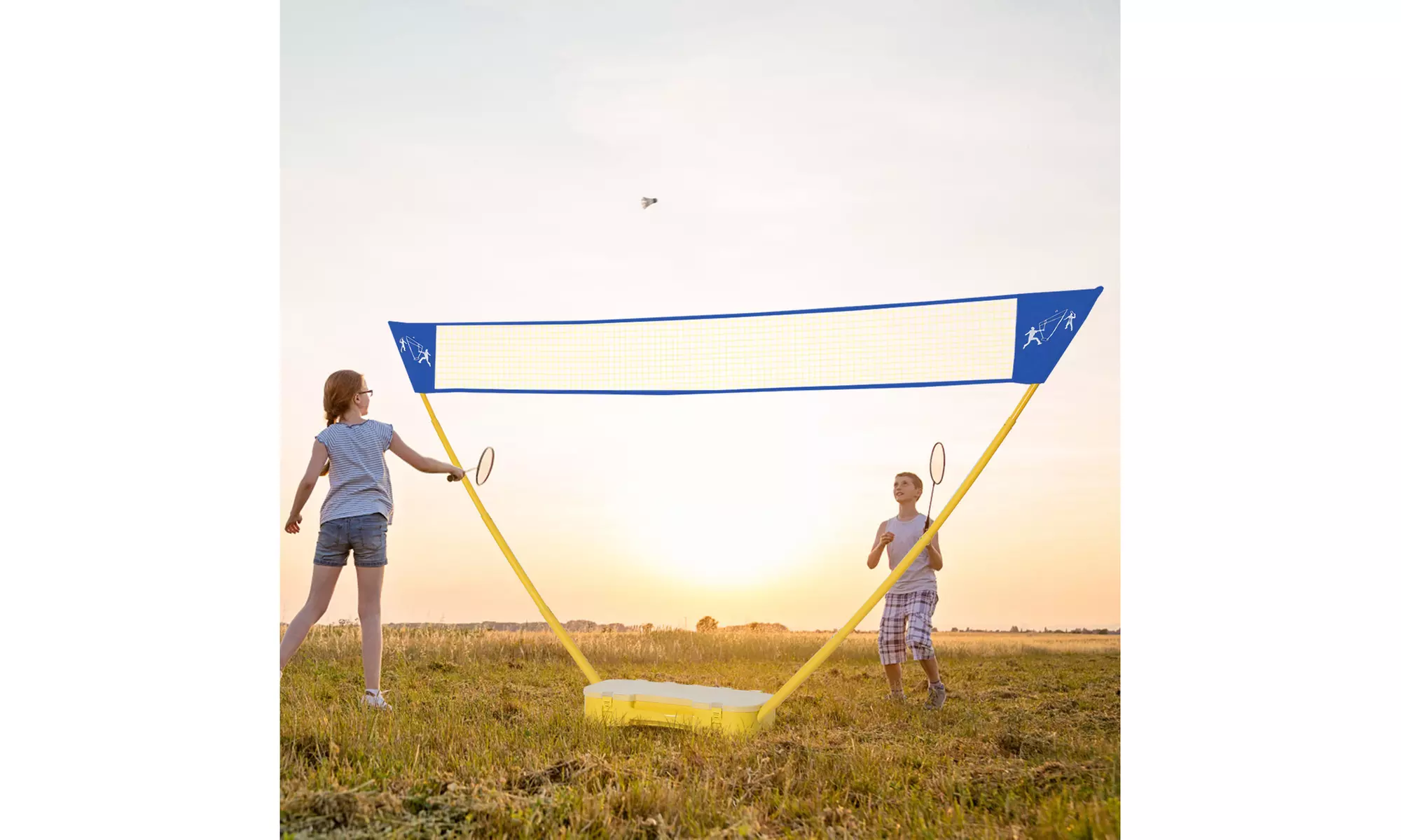 Costway Portable Badminton Set Folding Tennis Volleyball Net Stands Case - Primary Image