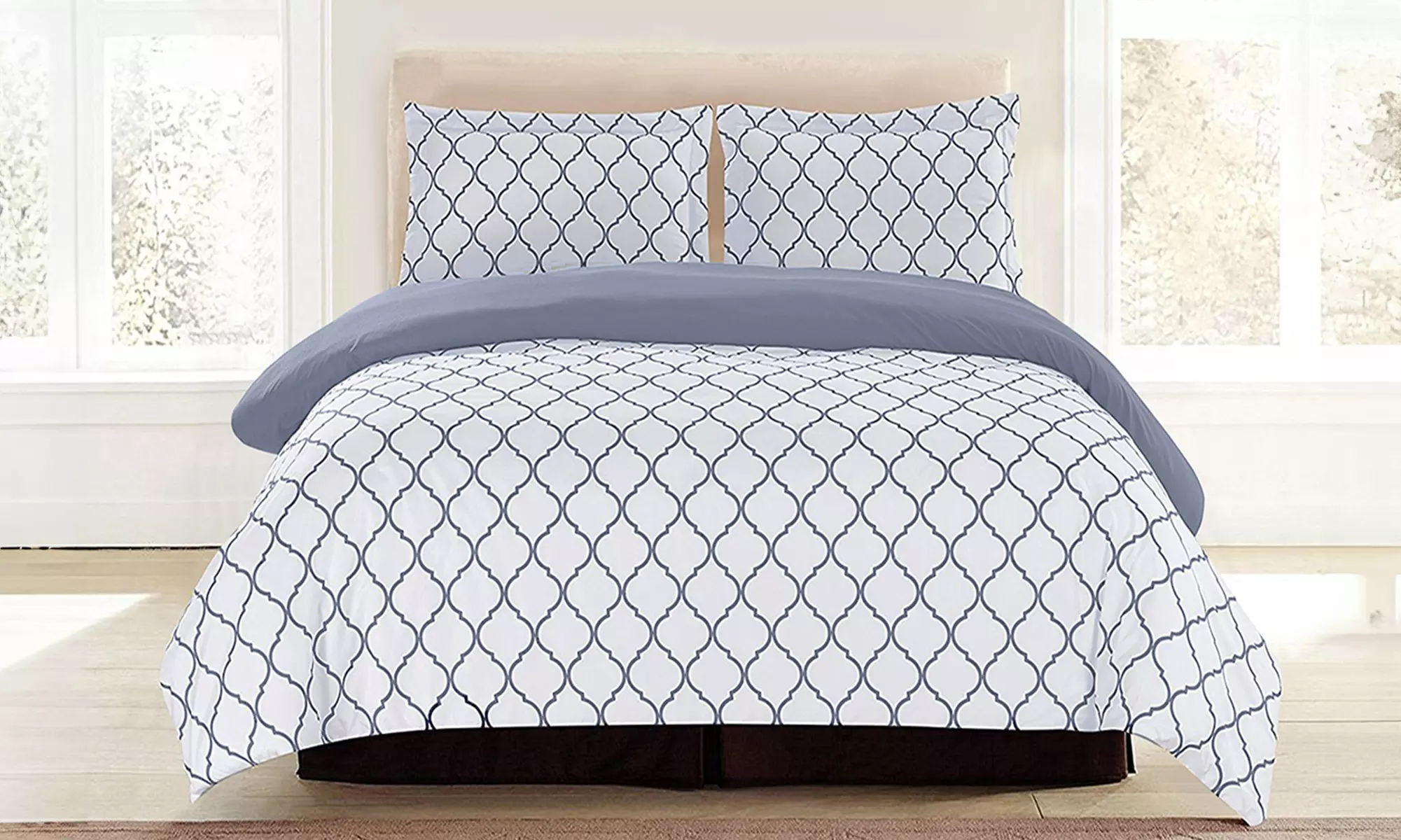 Lux Decor Microfiber Duvet Cover & Pillowcases 3Piece Zippered Comforter Cover