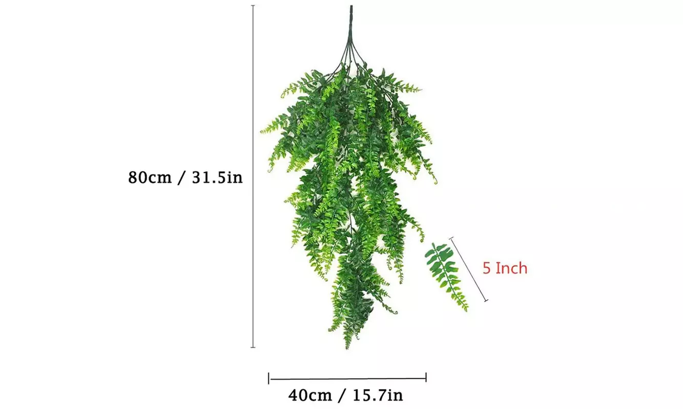 2Pcs Artificial Boston Ferns Hanging Plastic Plants for Wall Wedding Party Decor
