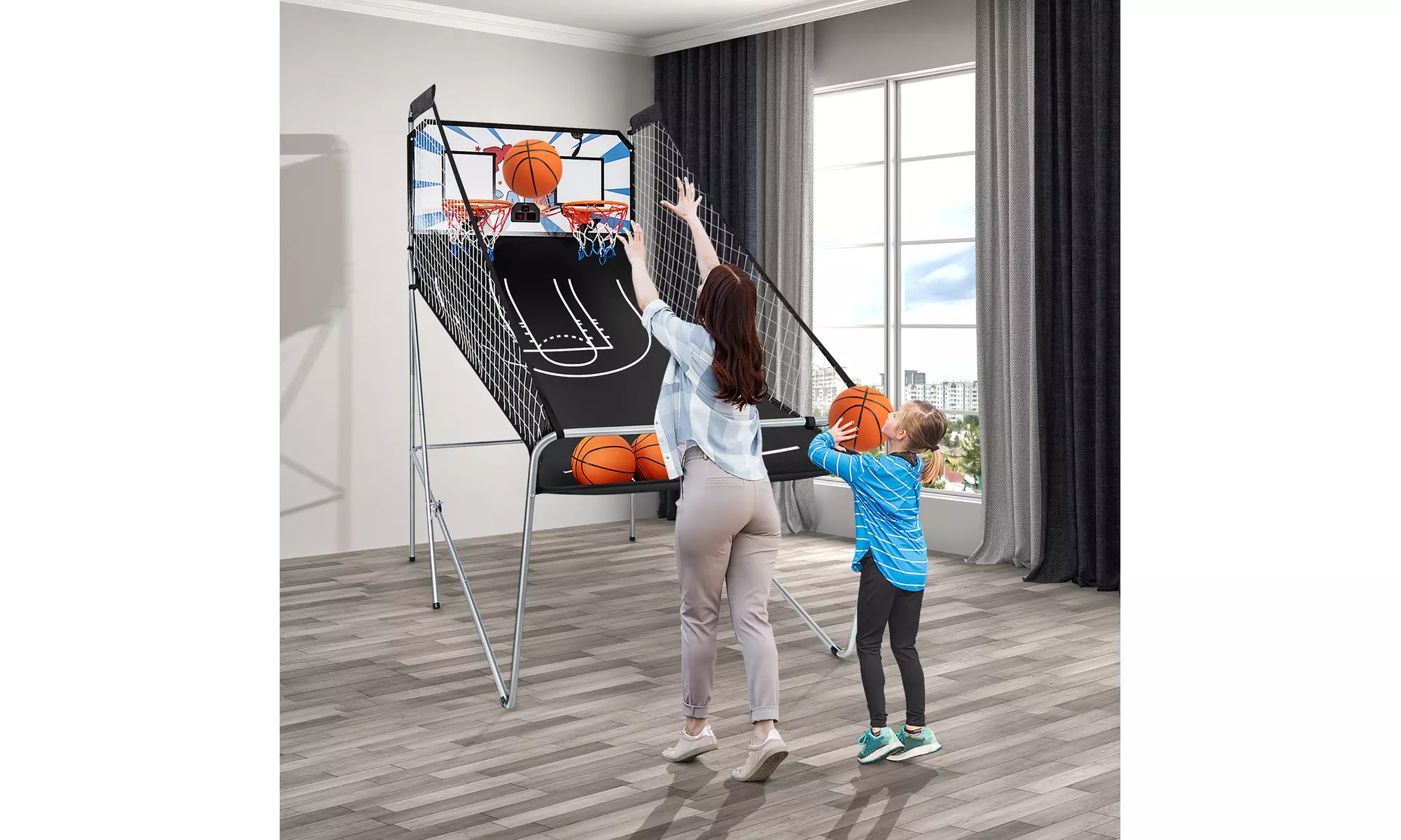 Costway Dual LED Electronic Shot Basketball Arcade Game 8 Game Modes 4 Balls - Primary Image