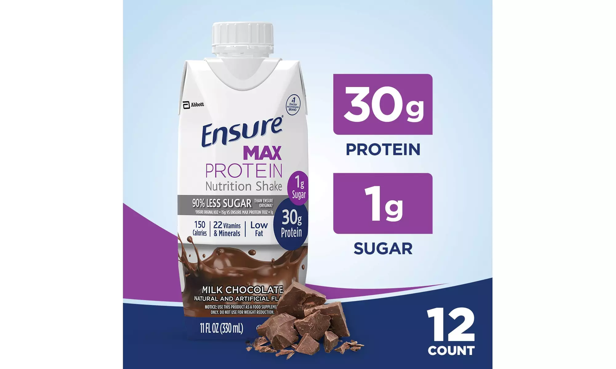 Ensure Max Protein Nutrition Shake, Milk Chocolate, 11 fl oz, 12 Count - Primary Image