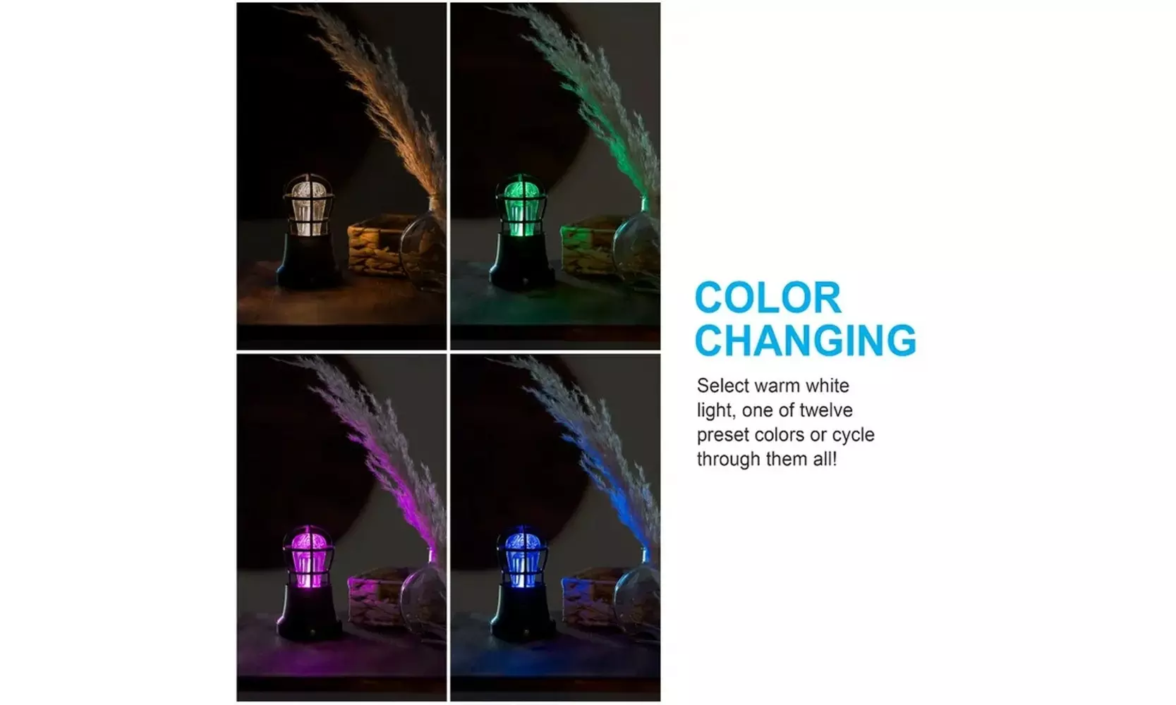 GE Vintage Cage Frame Color Changing Light Sensing LED Night Light, Black