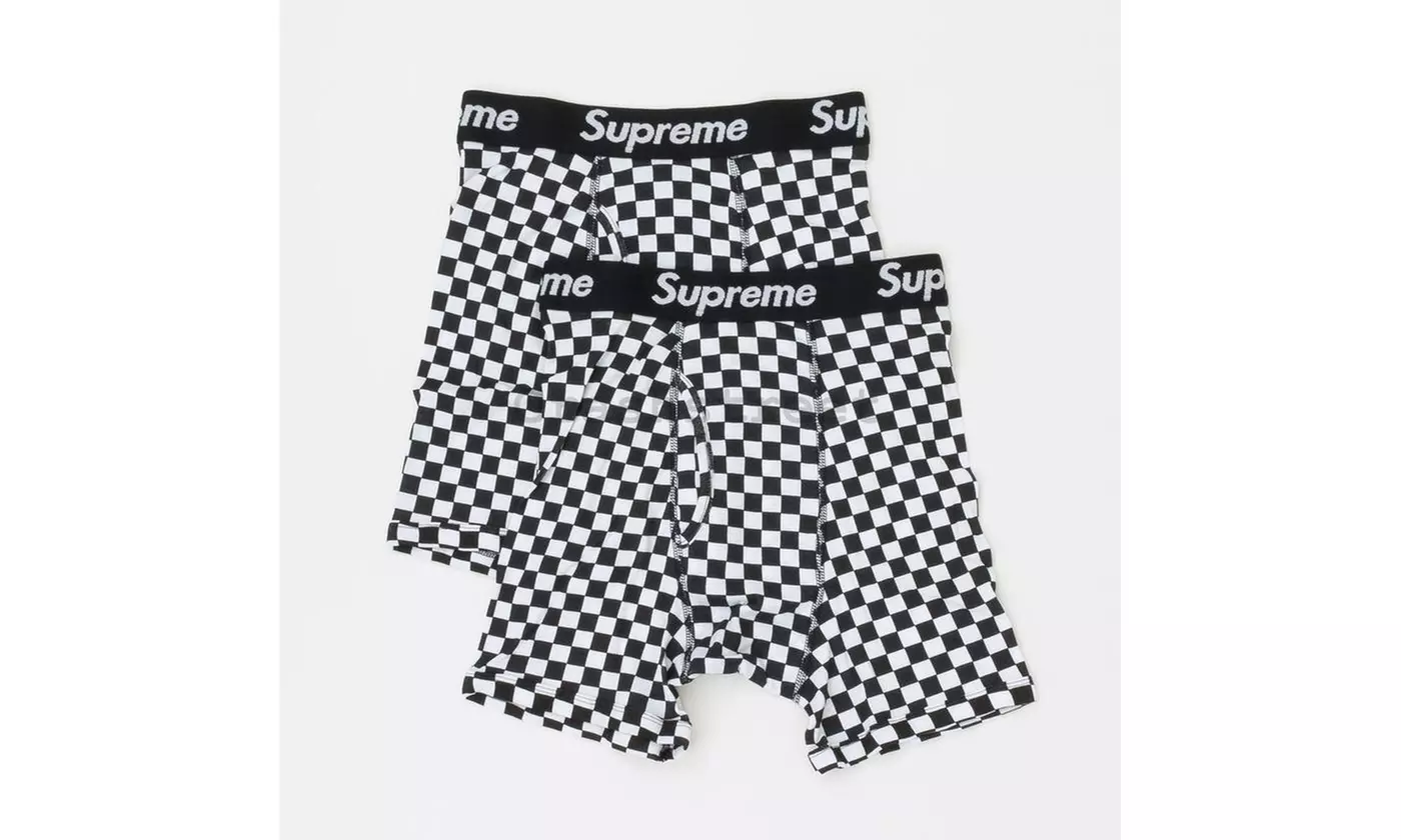 Supreme Hanes Checkered Boxer Briefs Underwear M-XL 2 Pack Boxers - Primary Image